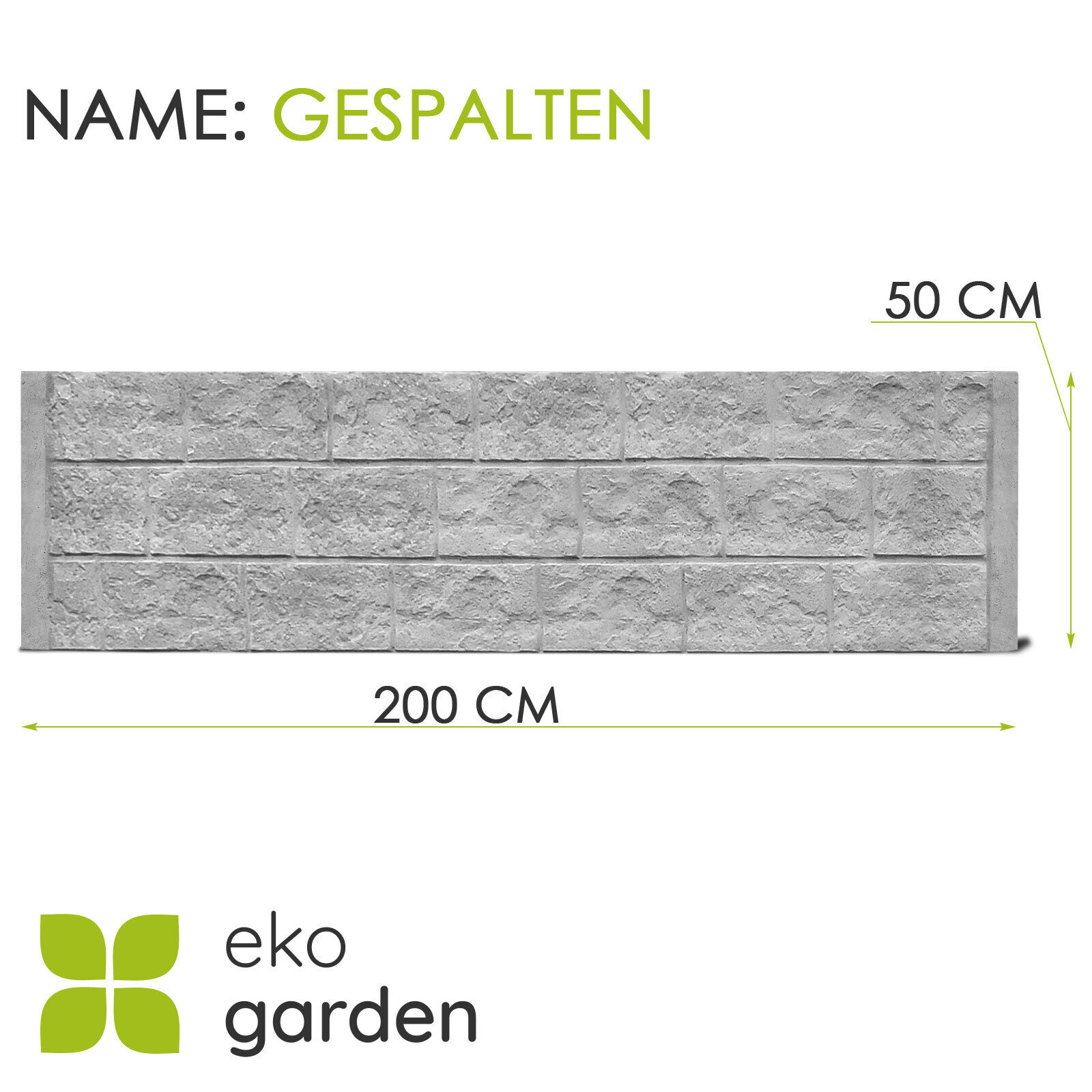 Betonplatte "Gespaltet" für Betonzaun