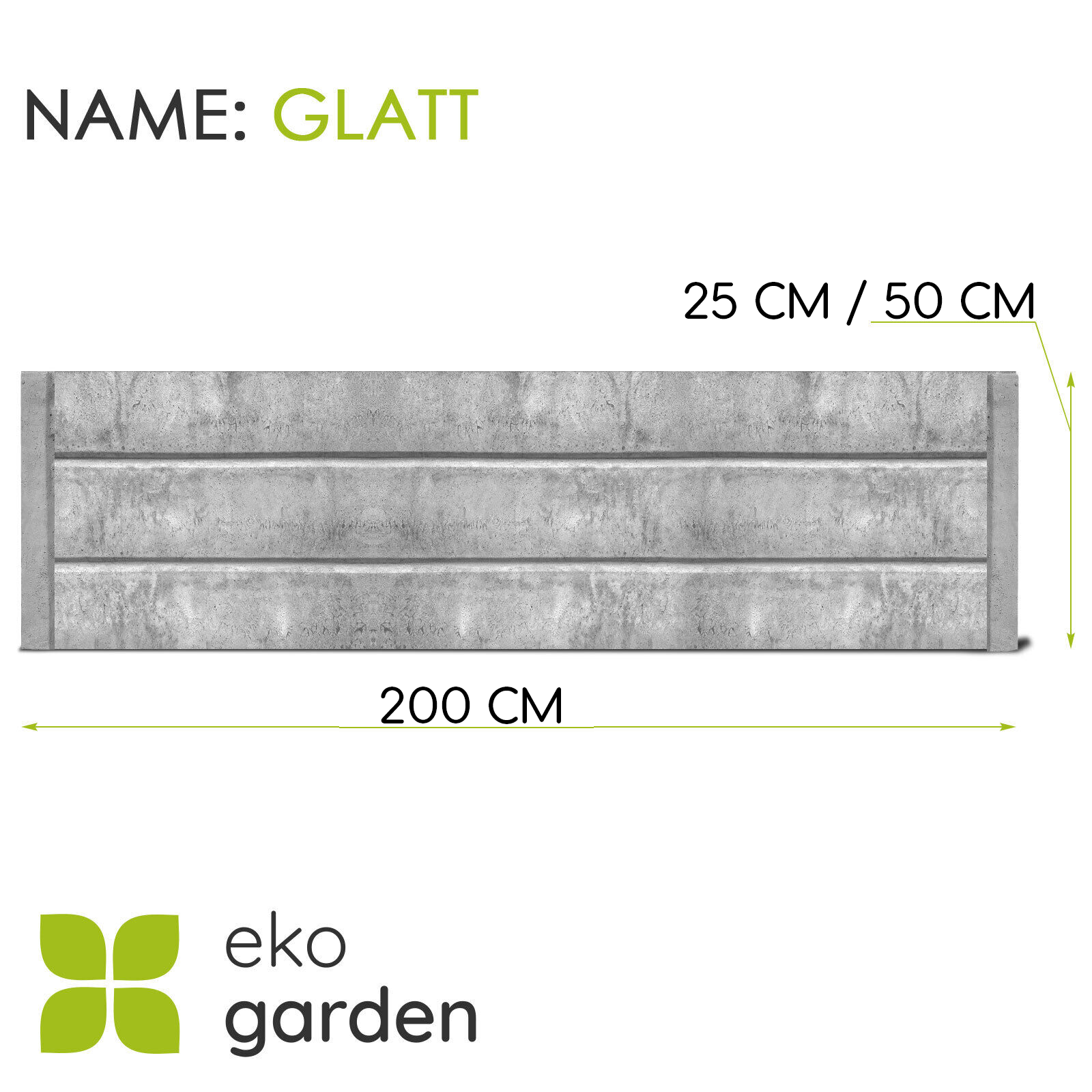 Betonplatte "Glatt" für Betonzaun