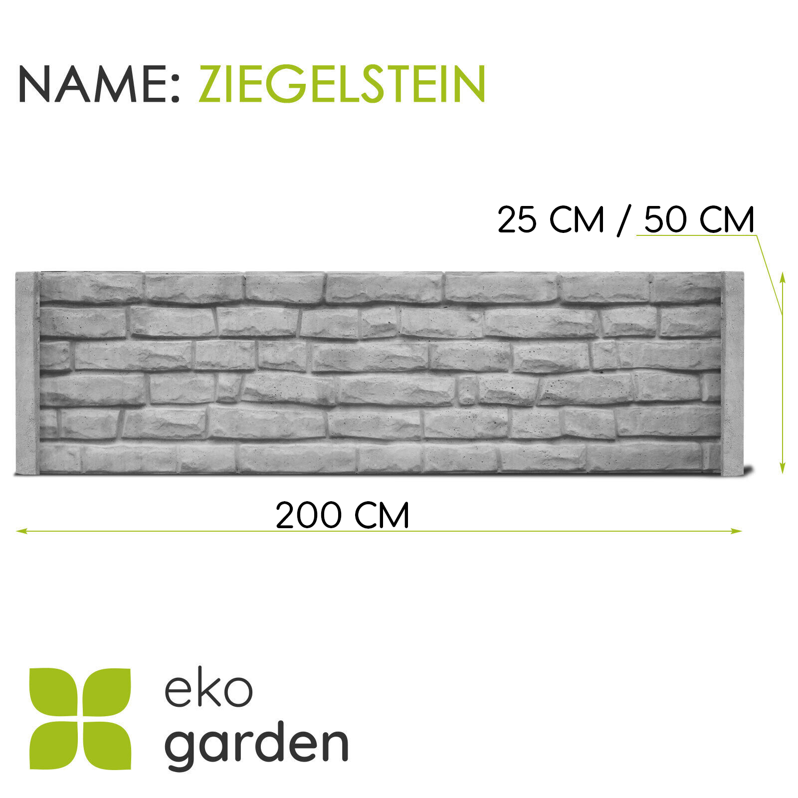 Betonplatte "Ziegelstein" für Betonzaun
