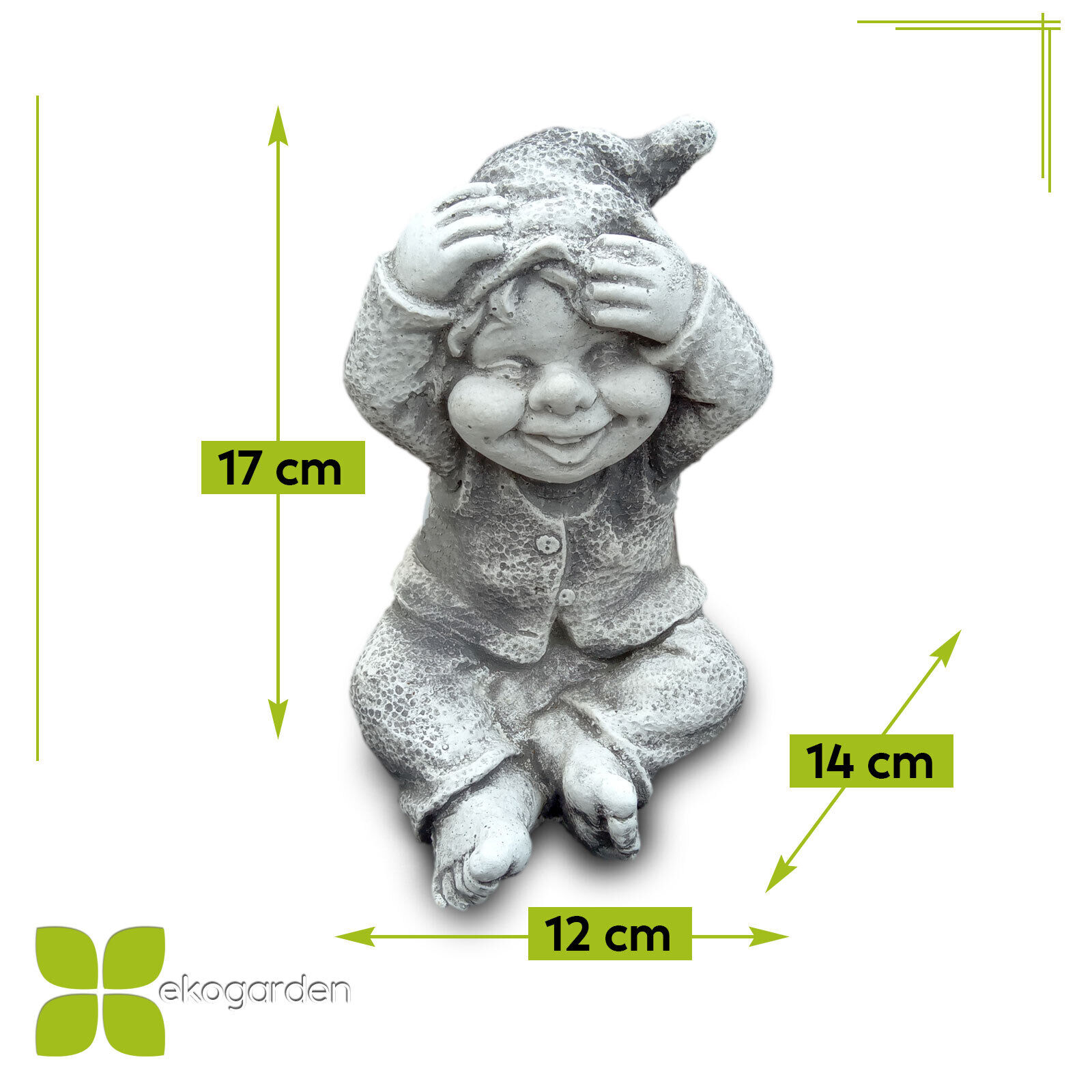Betonfigur - Gartenzwerg mit Händen auf Kopf - 989