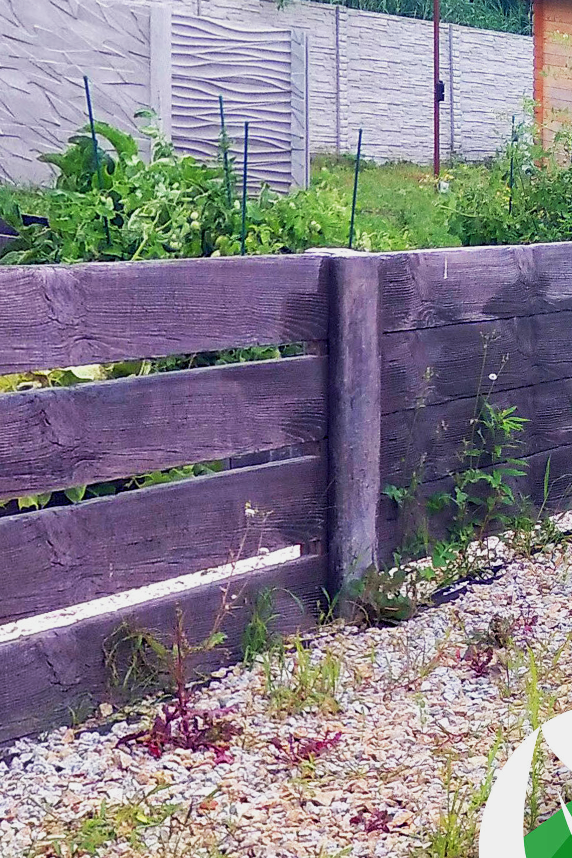 ein Holzzaun, in dem Pflanzen wachsen