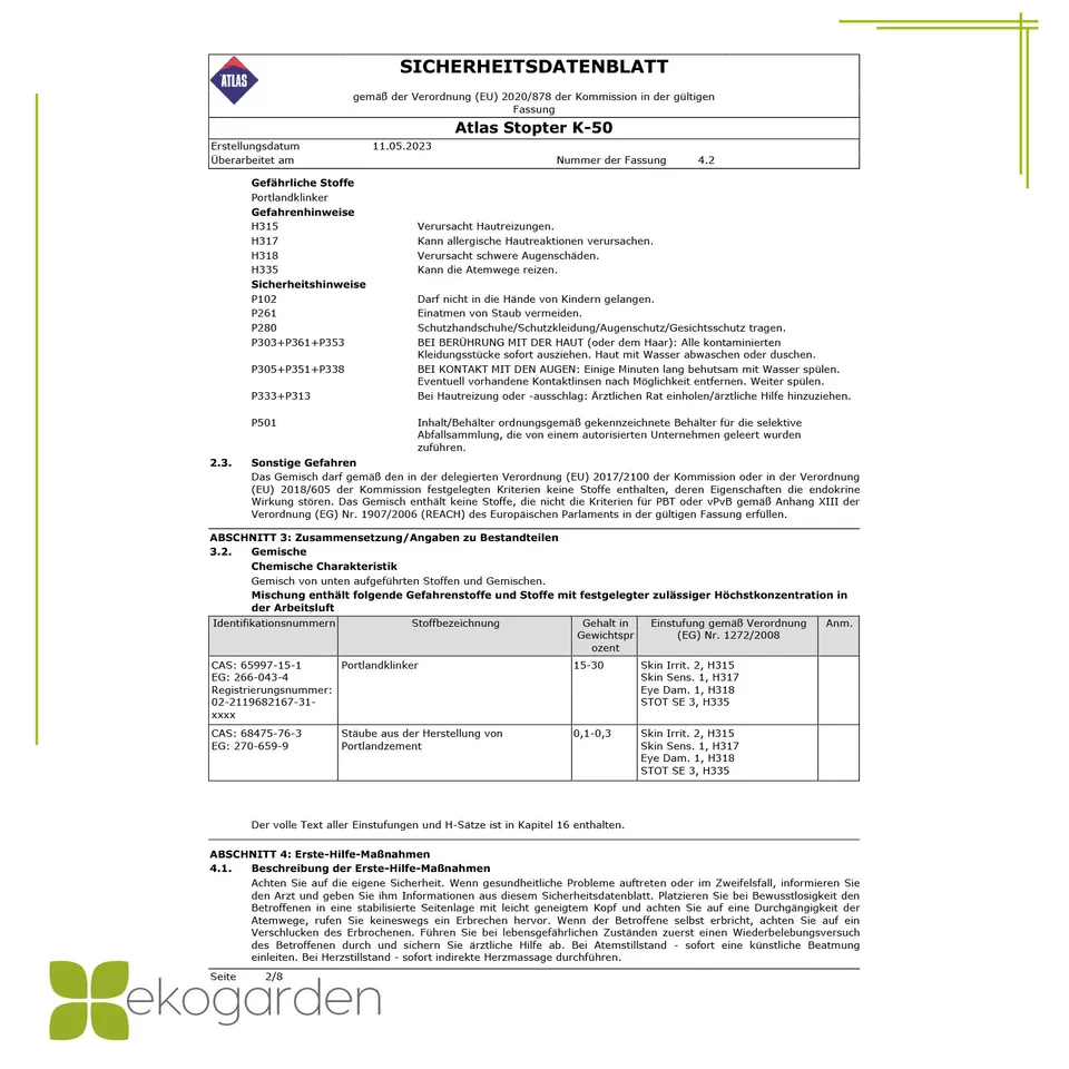 Allzweckkleber für Ihre Außenwanddämmung - ATLAS STOPTER K-50 Allzweckkleber für Ihre Außenwanddämmung - ATLAS STOPTER K-50